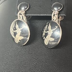 Vntg Sterling Silver 925 Screw Back Earrings SIAM SIGNED Mekkalah Light Goddess